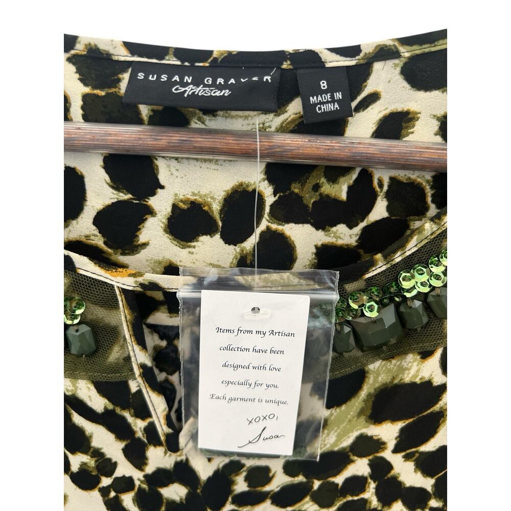 Susan Graver Artisan Animal Print Beaded Tunic Top Size 8 – NWT - Picture 2 of 7